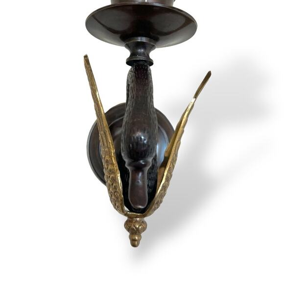 Brass Swan Wall Candle Sconce with Storm Glass 17" - Picture 3 of 16